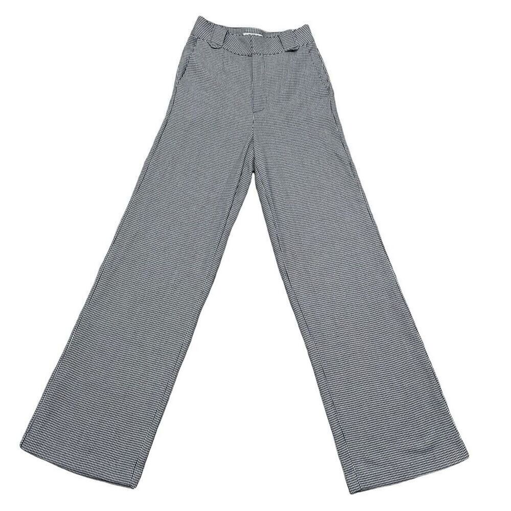 ZGY Denim Wide Leg Houndstooth Trouser Pants Size 25 High Rise Black and White